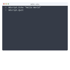 WSH language Hello World program sample in editor window