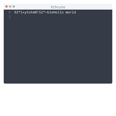 Xihcute language Hello World program sample in editor window