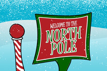 A Welcome To The North Pole Christmas Holiday Slide Graphic Event Promotion Card