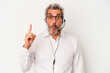 © Asier - Middle age telemarketer caucasian man isolated on white background  having some great idea, concept of creativity.