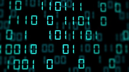 Wall Mural - Abstract blue binary code background. Futuristic cyberspace. Concept of mining cryptocurrency and bitcoin btc. Web developer. Digital computer code. Programming. Coding.