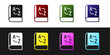 © vector_v - Set Translator book icon isolated on black and white background. Foreign language conversation icons in chat speech bubble. Translating concept. Vector
