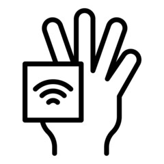 Sticker - Internet palm recognition icon outline vector. Biometric scan. Hand identification