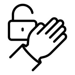 Sticker - Lock palm scanning icon outline vector. Biometric scan. Identity recognition