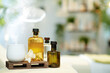 aroma lamp and essential oils in modern beauty salon