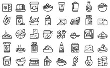 Food Substitutes Icons Set Outline Vector. Sweetener Alternative. Artificial Calories