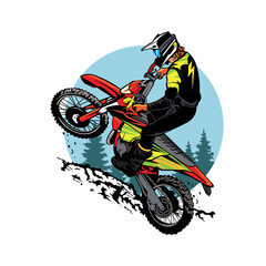 Wall Mural - Dirt bike extreme sport vector illustration, perfect for tshirt design and competition logo