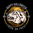 happy halloween the wolf head design vector
