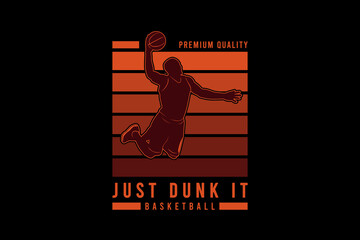 Wall Mural - Just dunk it basketball, silhouette retro vintage design