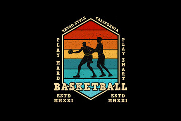 Wall Mural - Basketball, design silt retro style