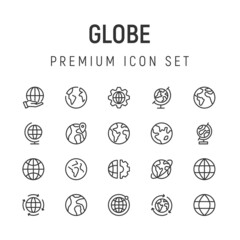 Premium pack of globe line icons.