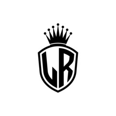 Monogram logo with shield and crown black simple LR