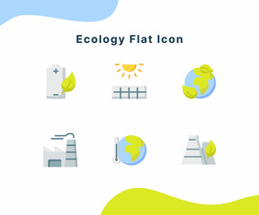 Wall Mural - ecology flat icon collection package white isolated background with modern flat cartoon style