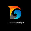 Letter D logo and wave design vector image