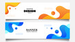 © aditya - banner background set with blue and orange fluid shape