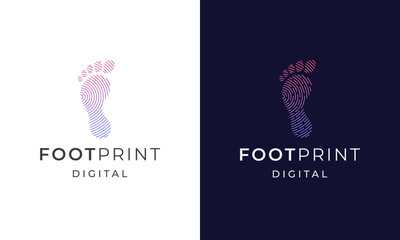 Wall Mural - Foot print digital logo icon design template flat vector illustration