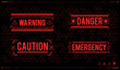 Conceptual Layout with HUD elements for print and web. Lettering with futuristic user interface elements. HUD danger zone. warning and alert attention signs.