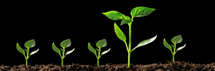 Wall Mural - Green seedling growing on the ground in the rain