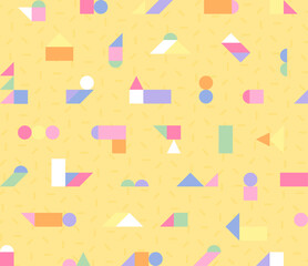 Wall Mural - small figures are combined on a yellow background to create a cute shape. simple pattern design temp