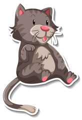  A sticker template of cat cartoon character
