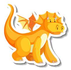 Wall Mural - Cute yellow dragon cartoon character sticker