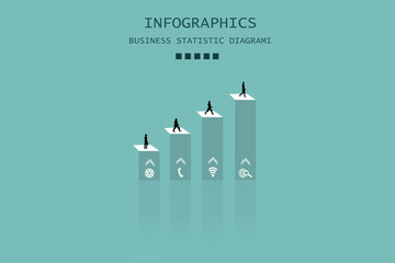 Wall Mural - Bar Chart Graph Diagram Statistical Business Infographic Illustration