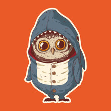 A Small Owl Dressed In Pyjamas