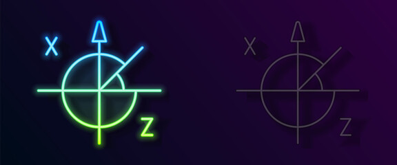 Glowing neon line Trigonometric circle icon isolated on black background. Vector