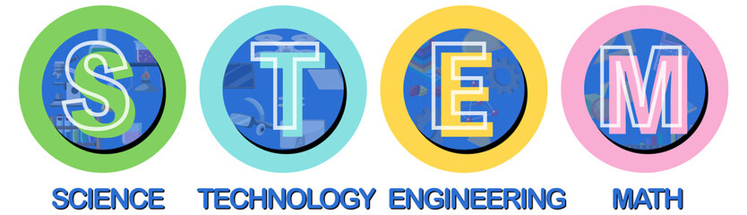 Poster - Colourful STEM education text icon