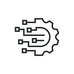 Wall Mural - Digital technology gear icon concept isolated on white background. Vector illustration