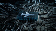 © RocknRoller Studios - Flight Technology Concept with airplane symbol on a Microchip. Data flows from the CPU across a Futuristic Motherboard. 3D render.