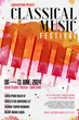 Classical music festival poster template with grungy background