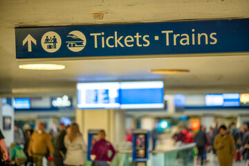 Sticker - Ticket - Trains subway railway signs symbols directions.