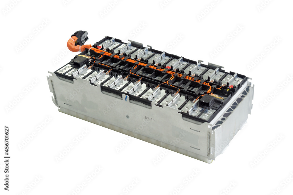 Selective focus of Electric car lithium battery pack and wiring ...