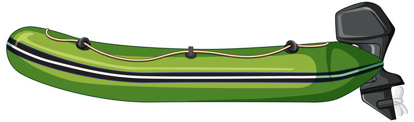 Inflatable boat with engine on white background