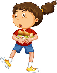 Canvas Print - A girl holding food cartoon character isolated on white background