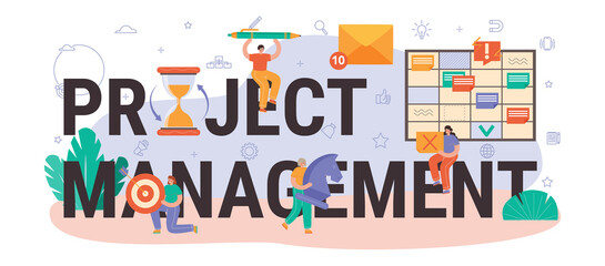 Project management typographic header. Successful business project planning