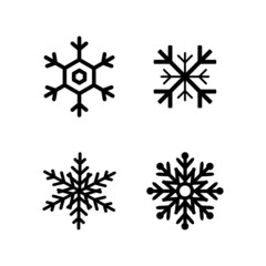 Wall Mural - Snowflakes. Four Snowflakes in flat design. Black snowflake. Snowflakes, isolated. Vector illustration