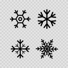 Wall Mural - snowflakes. four snowflakes in flat design. black snowflake. snowflakes, isolated. vector illustrati
