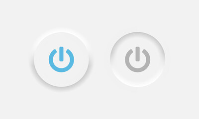 Wall Mural - Neumorphism on off round shape power button set. Circle objects for website, mobile menu, navigation and application. Vector EPS 10
