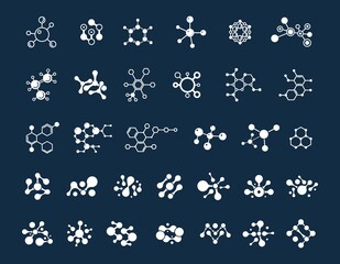 Wall Mural - molecules collection. chemistry elements, different molecule. science or education vector elements