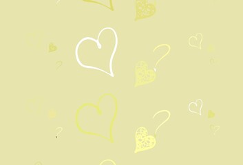 Wall Mural - light yellow vector backdrop with sweet hearts.