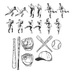 Baseball vector set, sport illustration