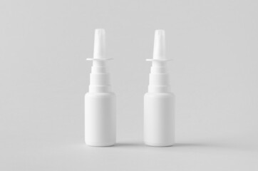 Wall Mural - Nasal spray mockup. White plastic bottle with blank label.