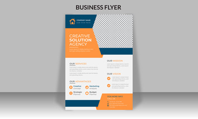 Wall Mural - Corporate Business Flyer Template Layout with Orange Accents