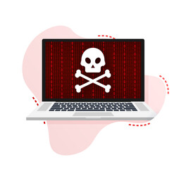 Canvas Print - Cyber attack. Data Phishing with fishing hook, laptop, internet security. Vector stock illustration.