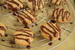 Banana coconut cookies drizzled with melted chocolate