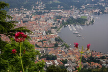 View Of Como City And Lake On A Rainy Day