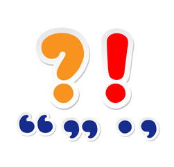 Wall Mural - large question mark, exclamation mark. cartoon quotation marks, period and comma.