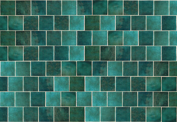 Wall Mural - Green ceramic tile background. Old vintage ceramic tiles in green to decorate the kitchen or bathroom 